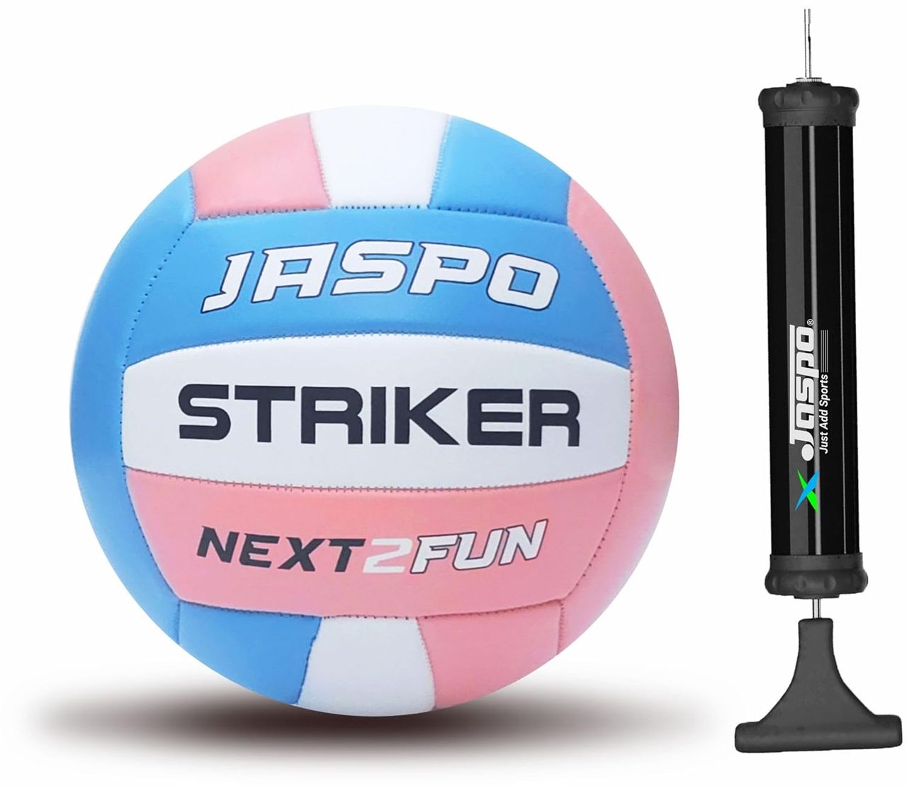 Jaspo Soft Touch Recreational Leather Volleyball with Hand Air Pump,Machine Stitched Size 5,Striker