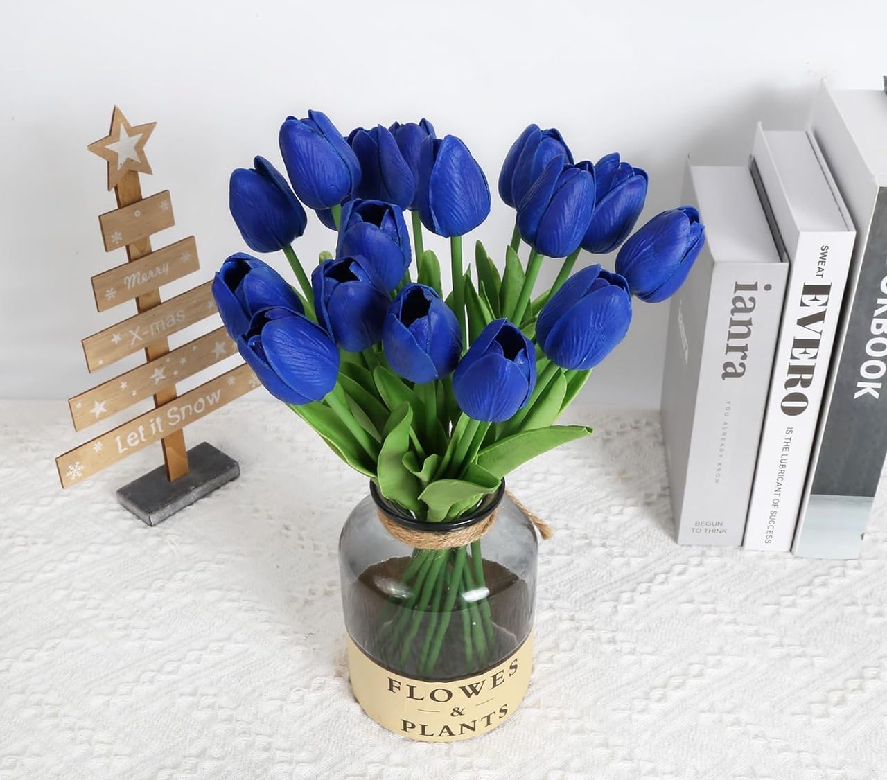 Tied Ribbons Set Of 5 Artificial Tulip Flowers Bunches Without Vase