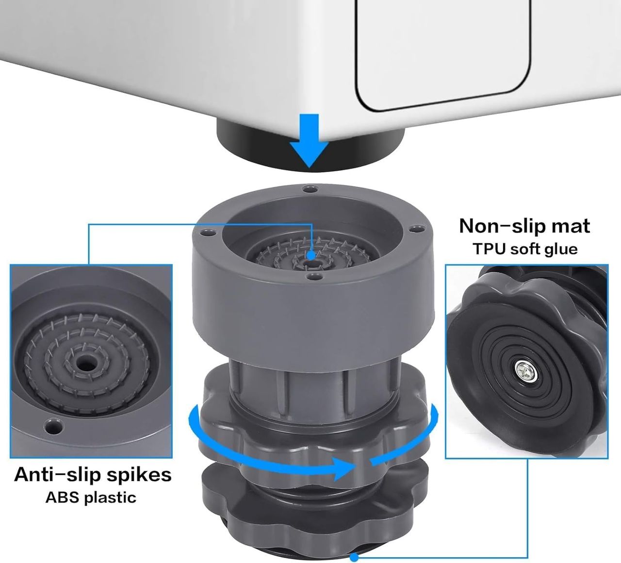 Clazkit Refrigerator Washing Machine Stand, Adjustable Base Set Of 4, Color May Vary