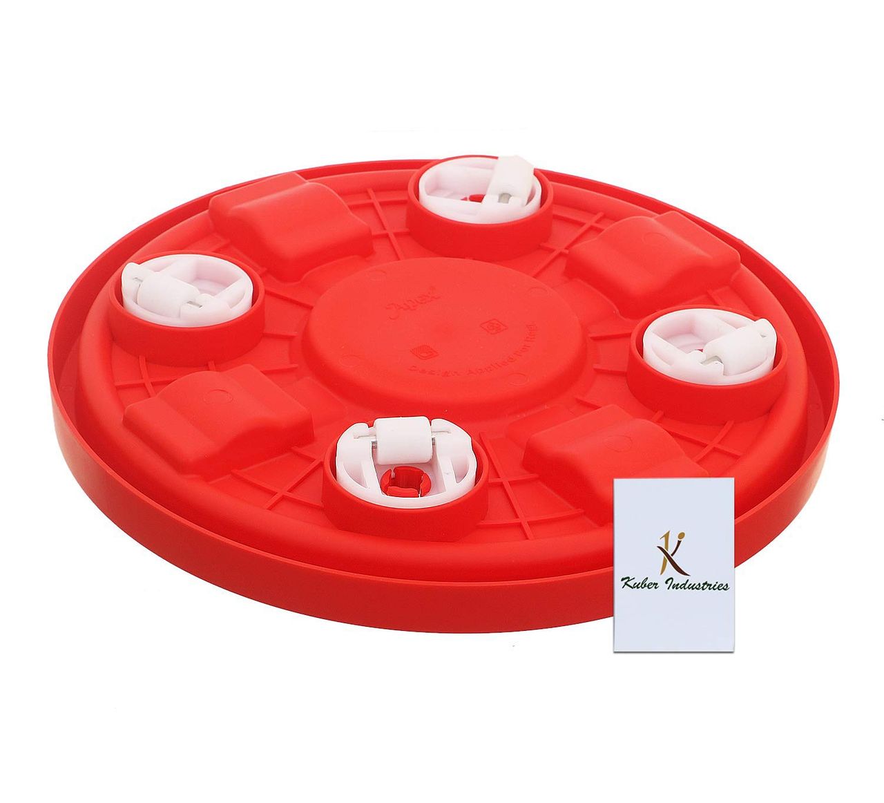 Kuber Industries Plastic Heavy Duty Gas Cylinder Stand Trolley | 4 Wheels | Red