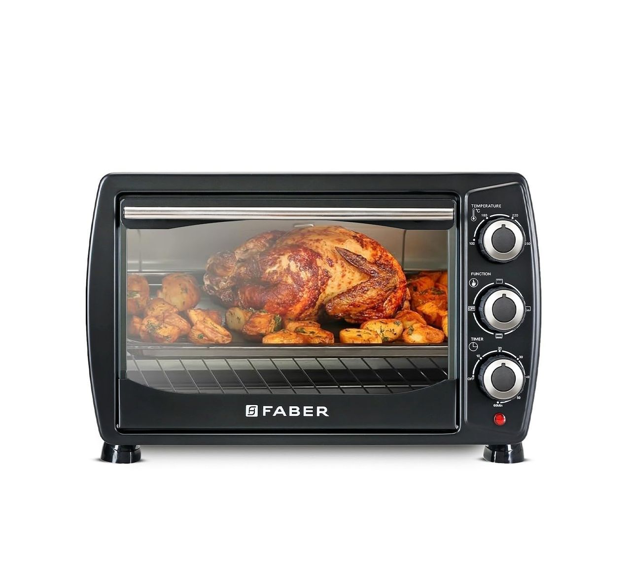Faber 20L 1400 Watts OTG | 4 Stage Functions, Upper & Lower Heating | Indicator Light, Auto-Shut | Black