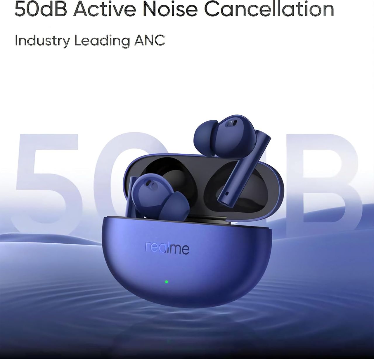 Realme Buds Air 5 With 50Db Anc 12.4Mm Dynamic Bass Driver Upto 38Hr Playback - Deep Sea Blue