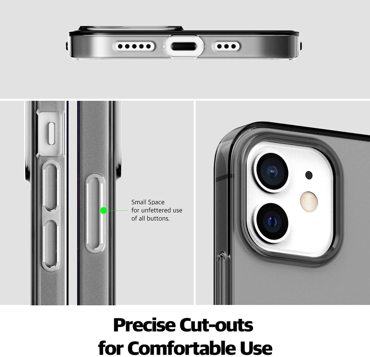 ExpressB For iPhone 12 | 12 Pro Case Cover Clear Transparent | Thin Soft Back - Clear Black
