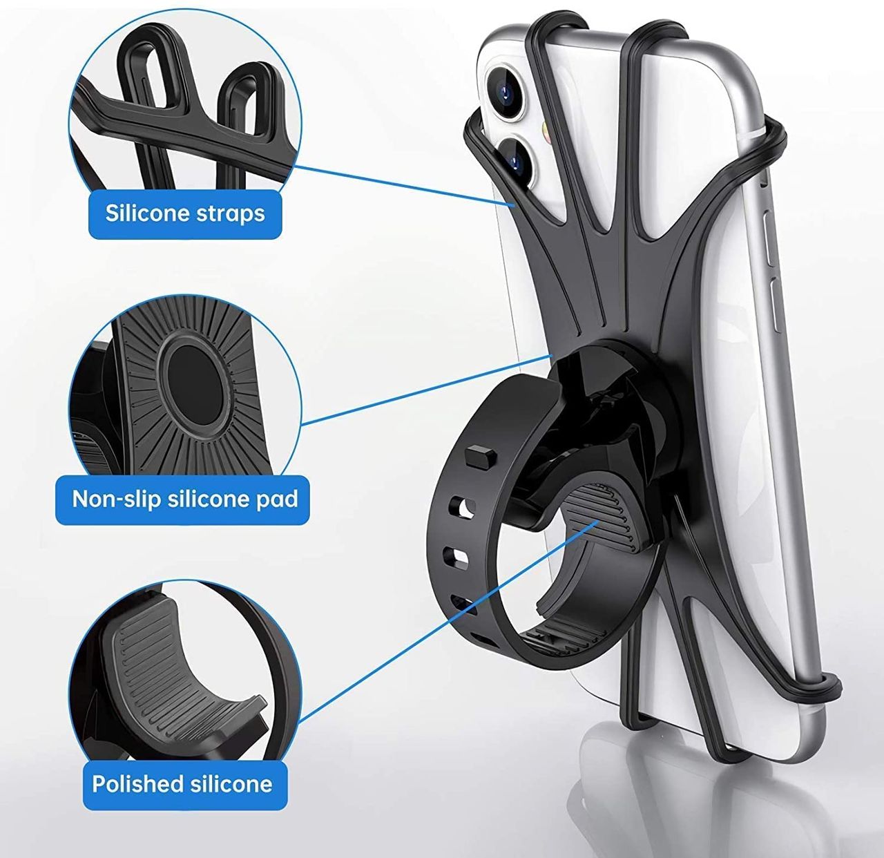 Strauss Silicon Mobile Phone Holder With 360� Rotation | Black