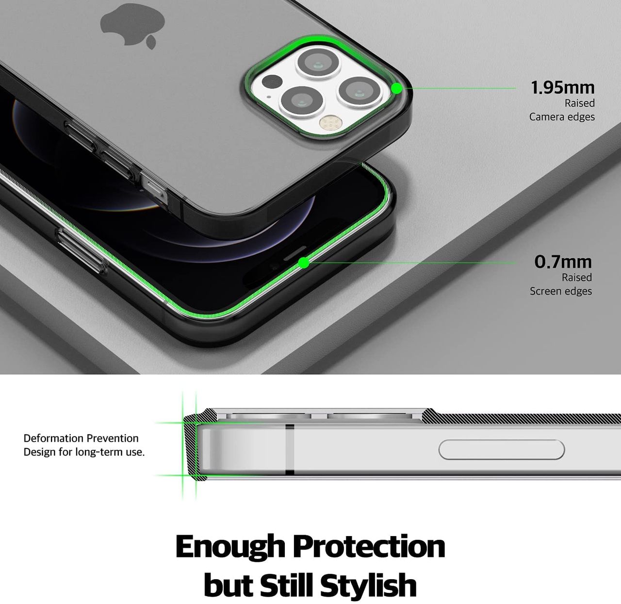ExpressB For iPhone 12 | 12 Pro Case Cover Clear Transparent | Thin Soft Back - Clear Black