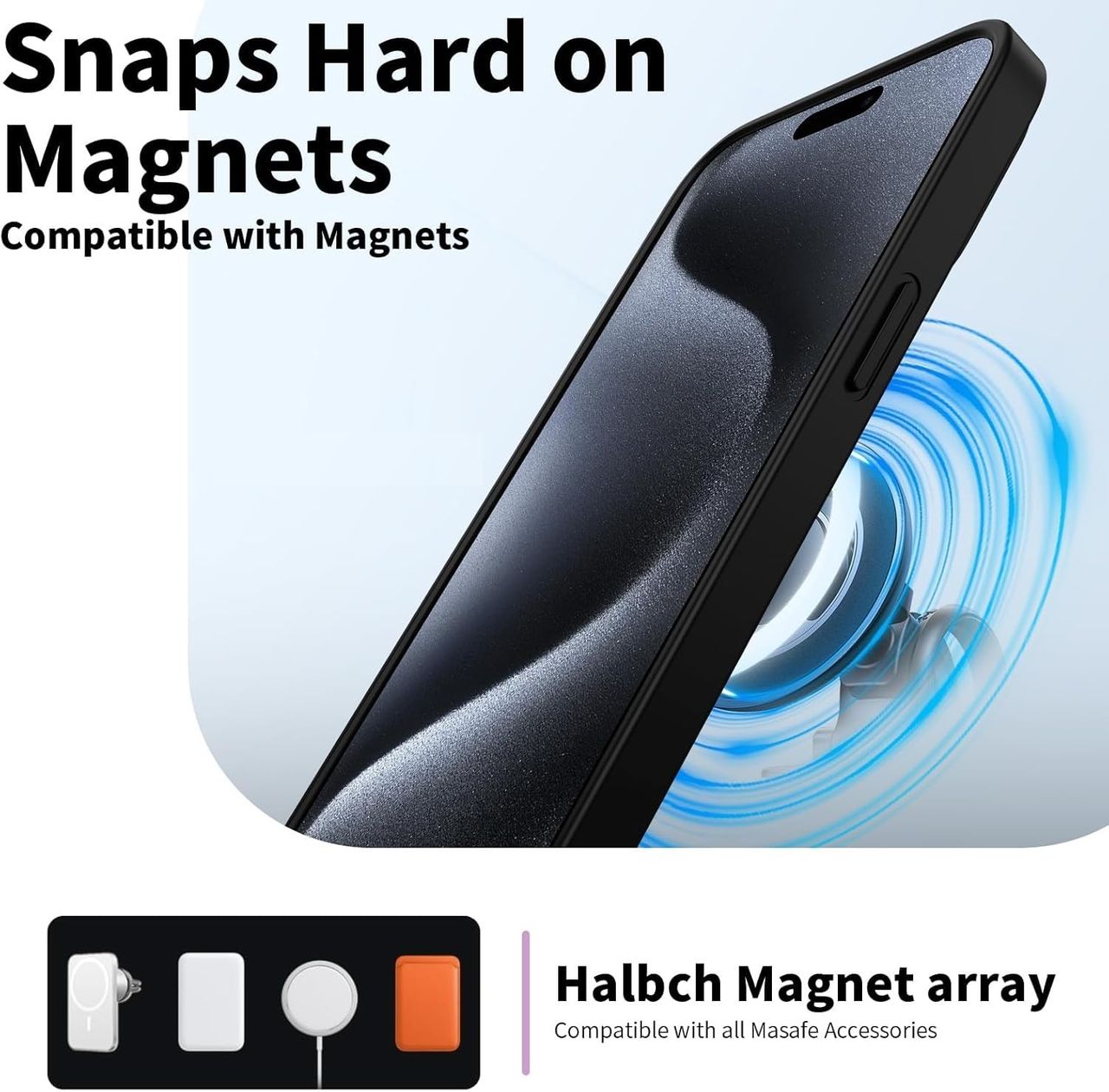 ExpressB For iPhone 15 Pro Max Case Thin Matte Anti-Scratch For Magsafe Shockproof Protect - Black
