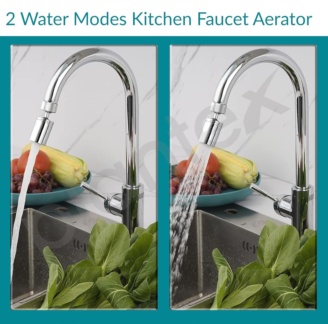 Plantex Brass Tap Extender for Kitchen Sink with Flexible 360 Swivel and 2 Modes - Chrome