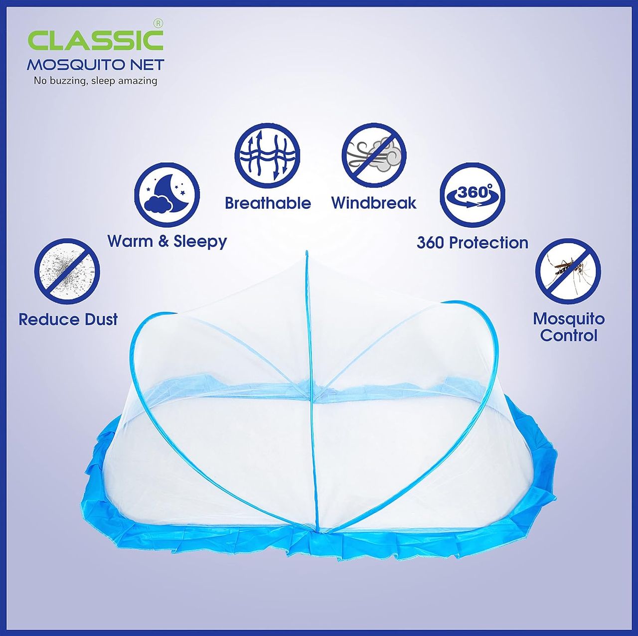 Classic Mosquito Net Baby Mosquito Net, 135Cmx65Cmx65Cm (0 To 24 Months) - Blue