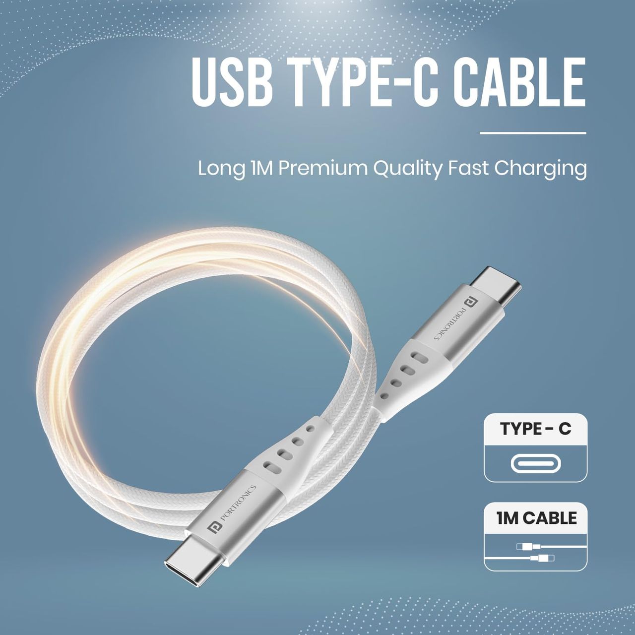 Portronics Adapto 25 Pro 25W Fast Charging Type C Adapter with Type C Charging Cable,Type C Devices