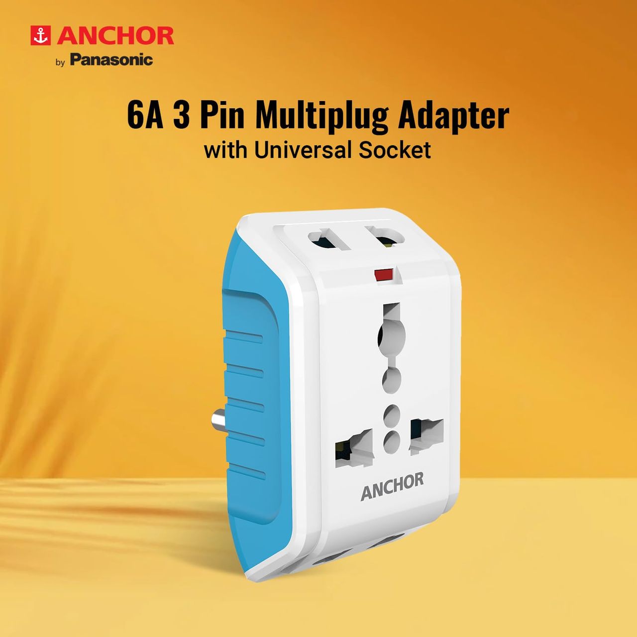 Panasonic 6 Amp 2 Pin With Adaptor Adaptor, 22843, Blue