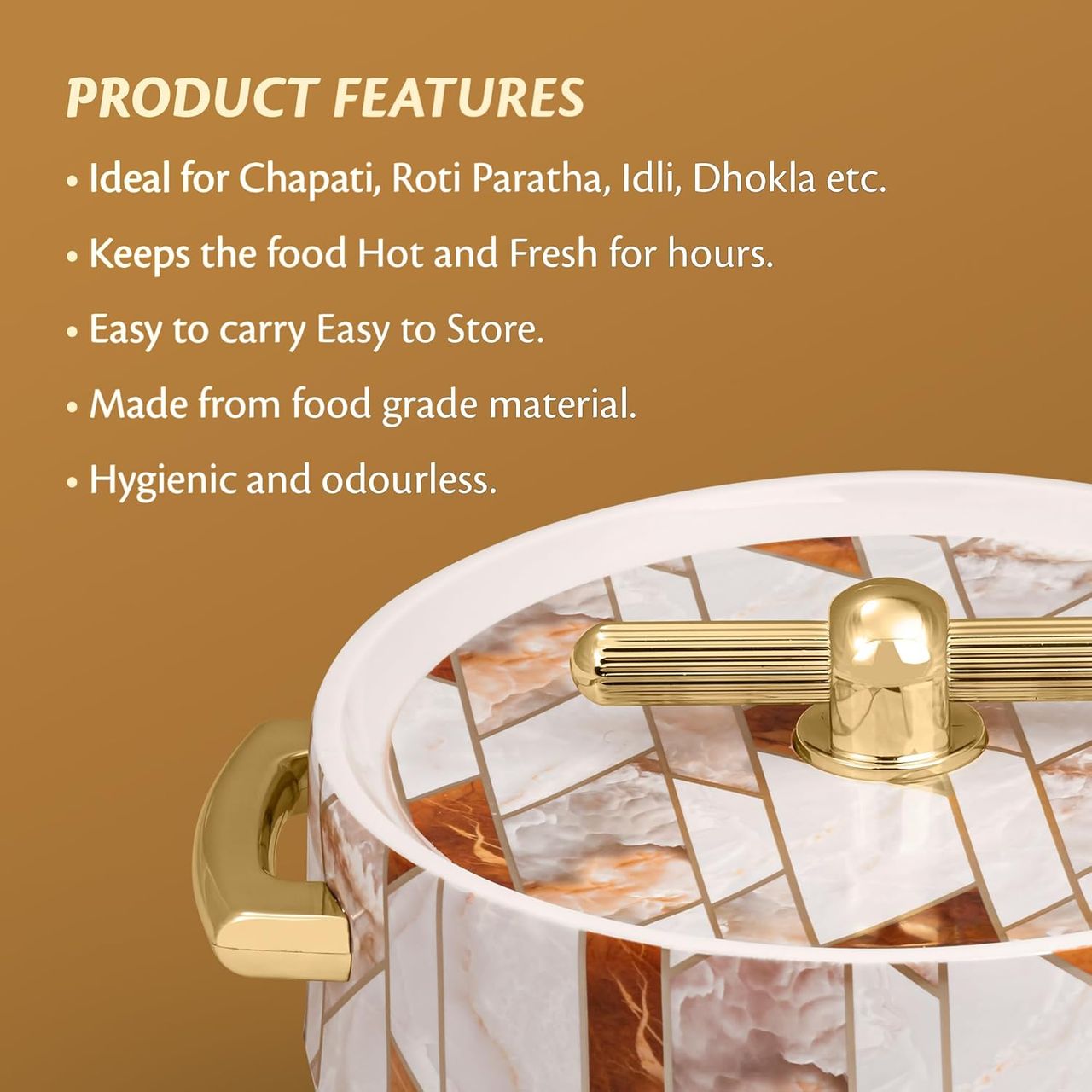 Selvel Elegance Royal Insulated Casserole| (1700ml)| Keeps Food Hot | Ceramica
