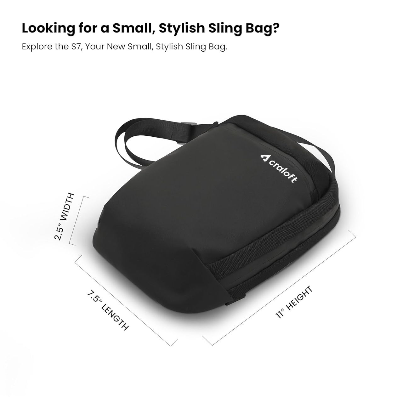 Craloft Side Sling Bag for Men and Women, Medium Crossbody Travel Chest Bags with USB Port (S7)