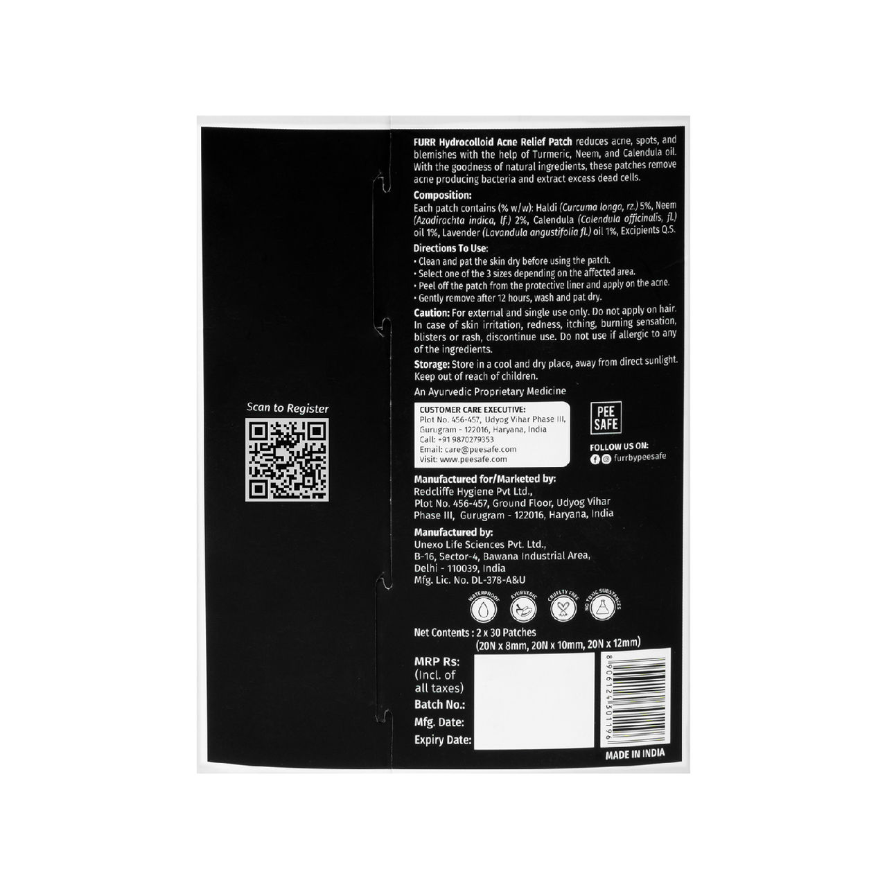 FURR By Pee Safe Acne Relief Patches Instant Spot Treatment for Acne & Pimples