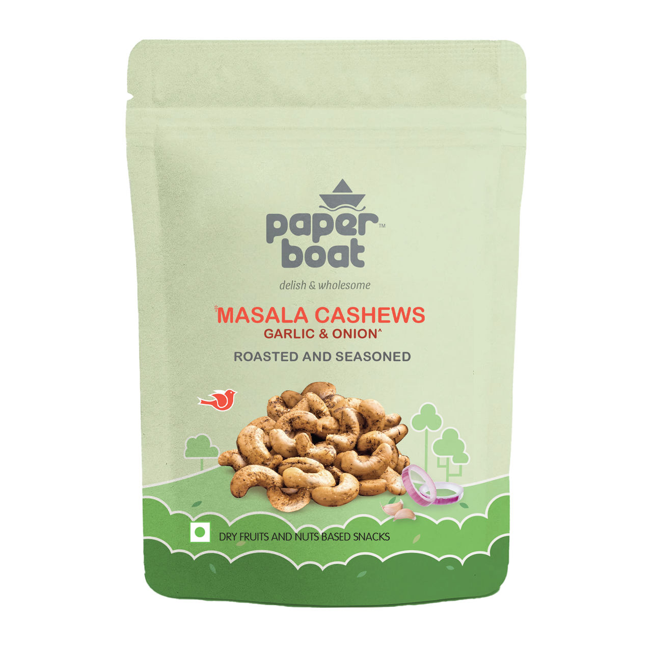 Paper Boat Masala Cashews- Garlic And Onion