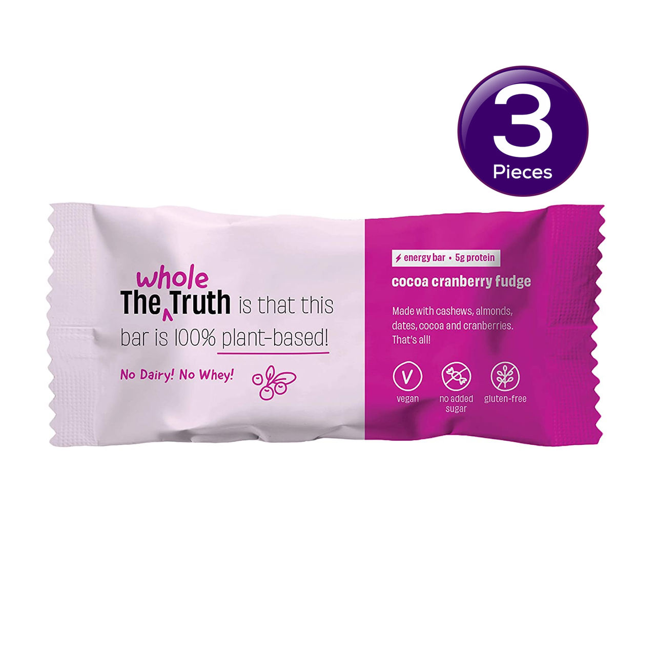 The Whole Truth Choco Cranberry Fudge Energy bar 40 g Combo