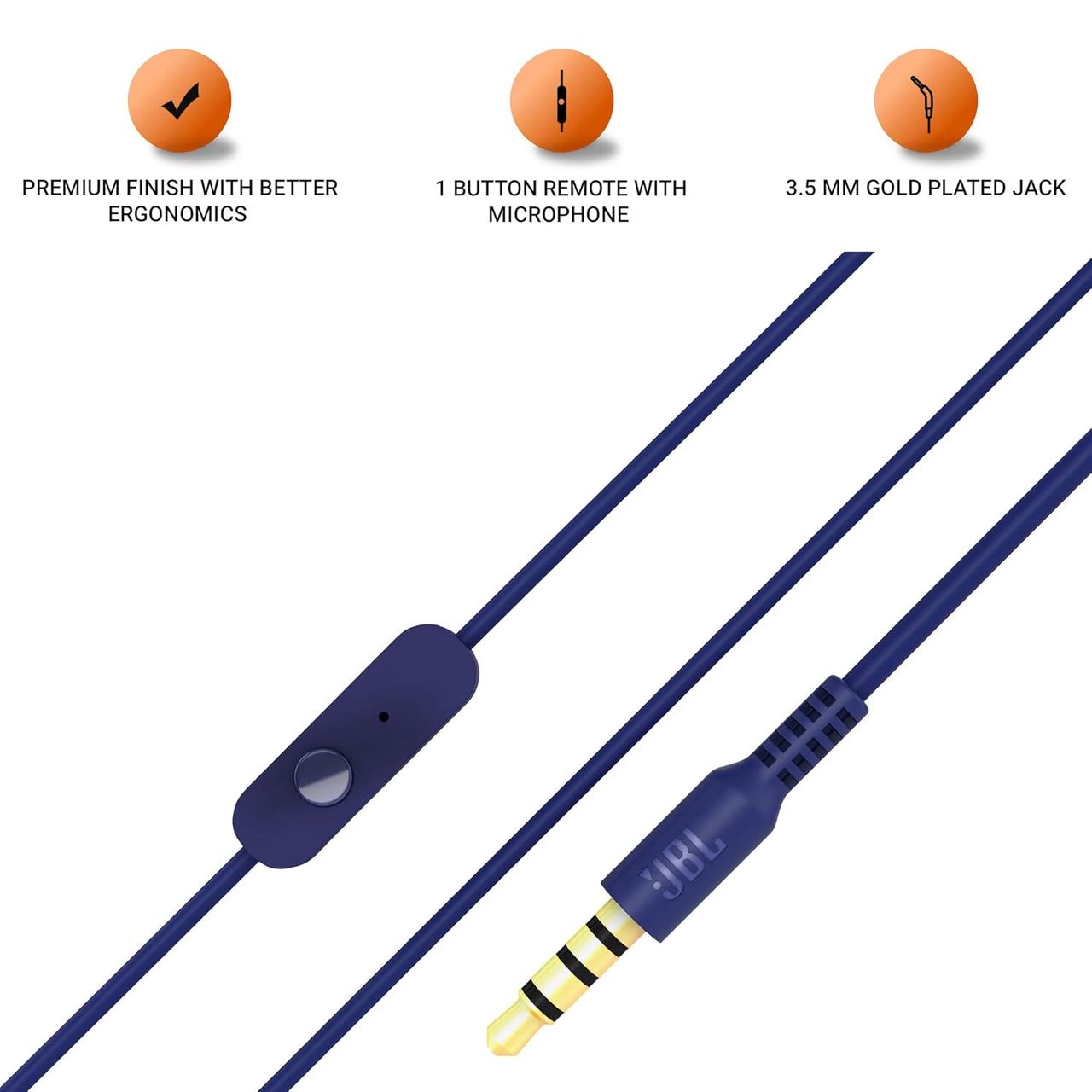 JBL C200Si, Premium In Ear Wired Earphones With Mic ,One Button Multi-Function Remote | Blue