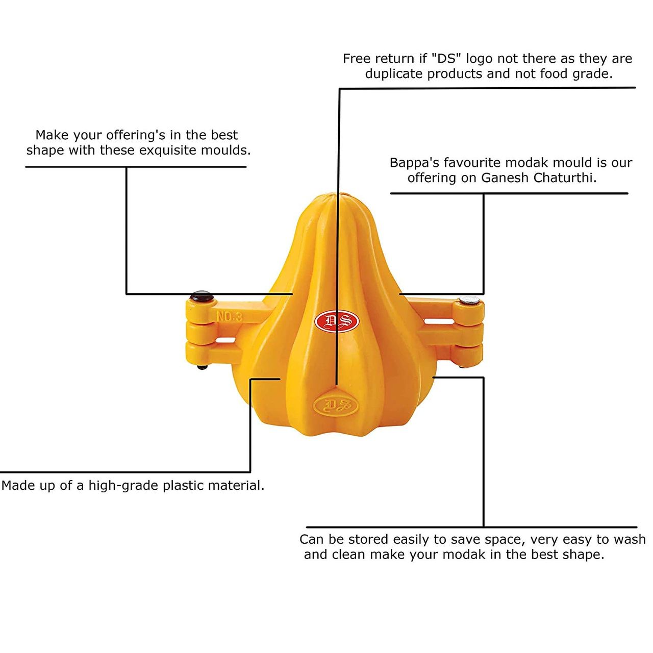Ds Ganpati Plastic Modak & Chocolate Mould Set, 4 Sizes, For Homemade Sweets