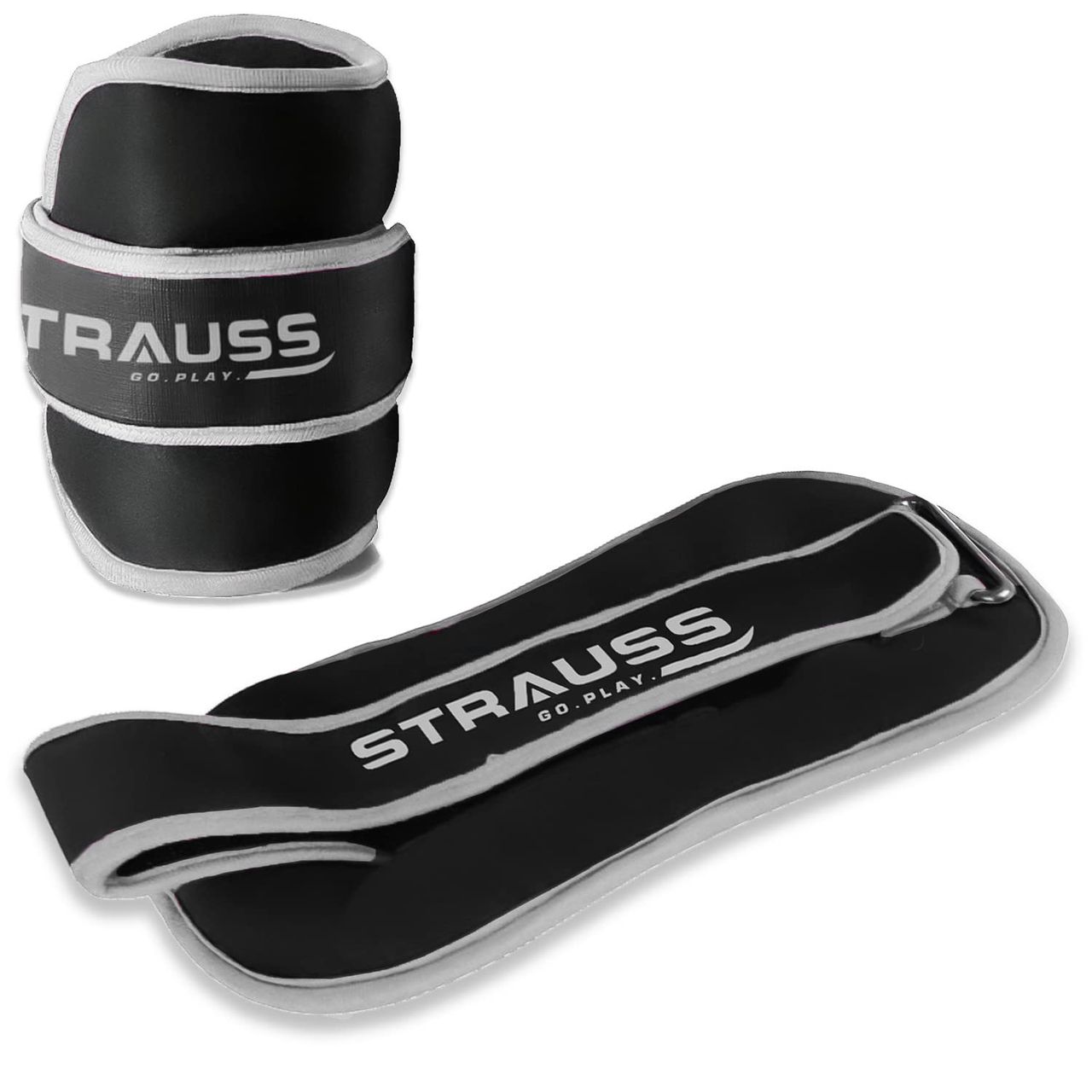 Strauss Round Shape Ankle Weight, 1.5 Kg (Each), Pair, (Grey)