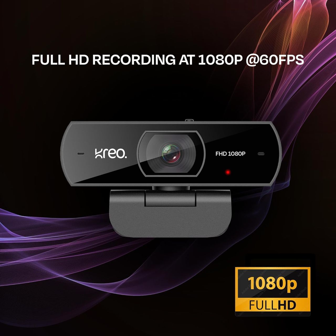 Kreo Owl Full Hd 1080P 60 Fps Webcam With Auto-Focus And Built-In Dual Digital Mic With 360Rotation