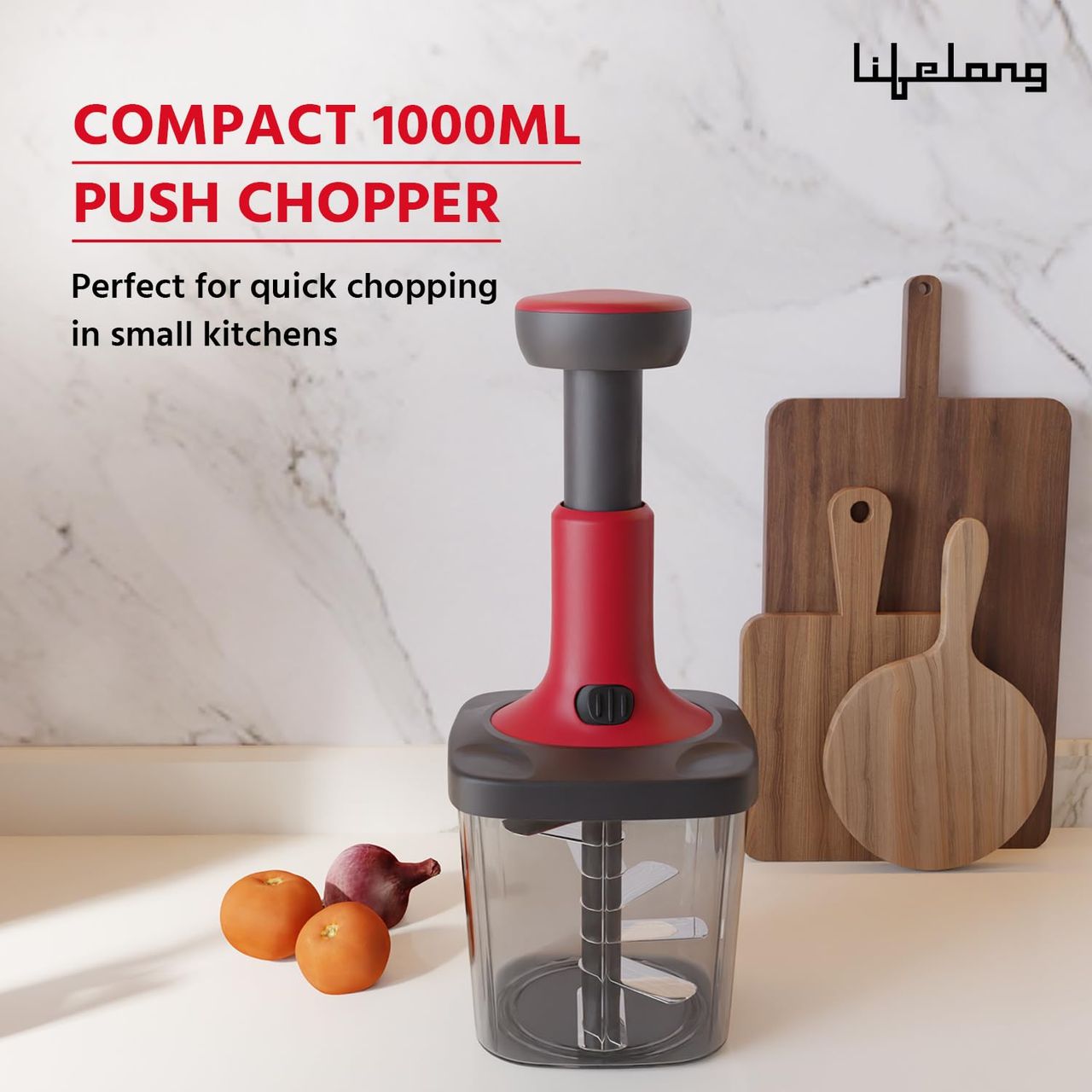 Lifelong Push Chopper 1000 ml | Multi-Purpose Vegetable Chopper