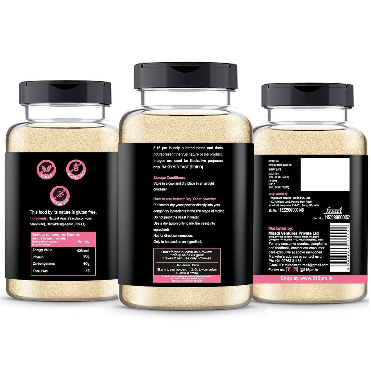 5:15PM Instant Dry Yeast Powder | Active Dry Yeast for Bread making and Pizza