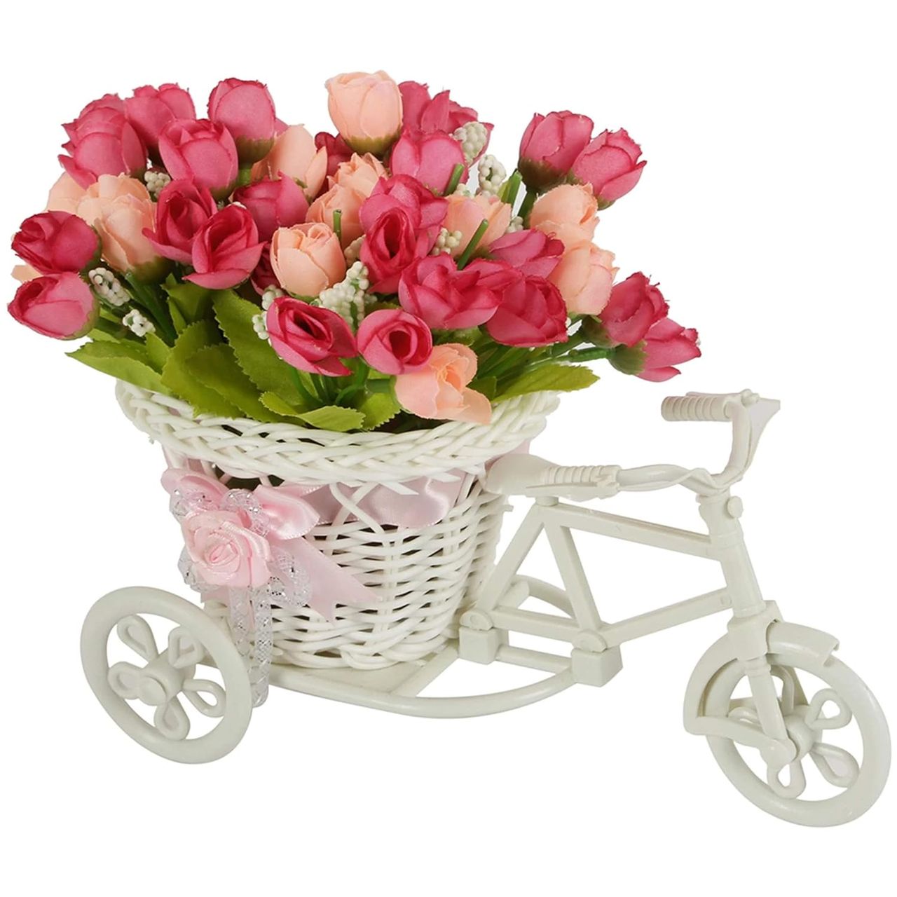 Tied Ribbons Artificial Peony Flowers With Cycle Vase