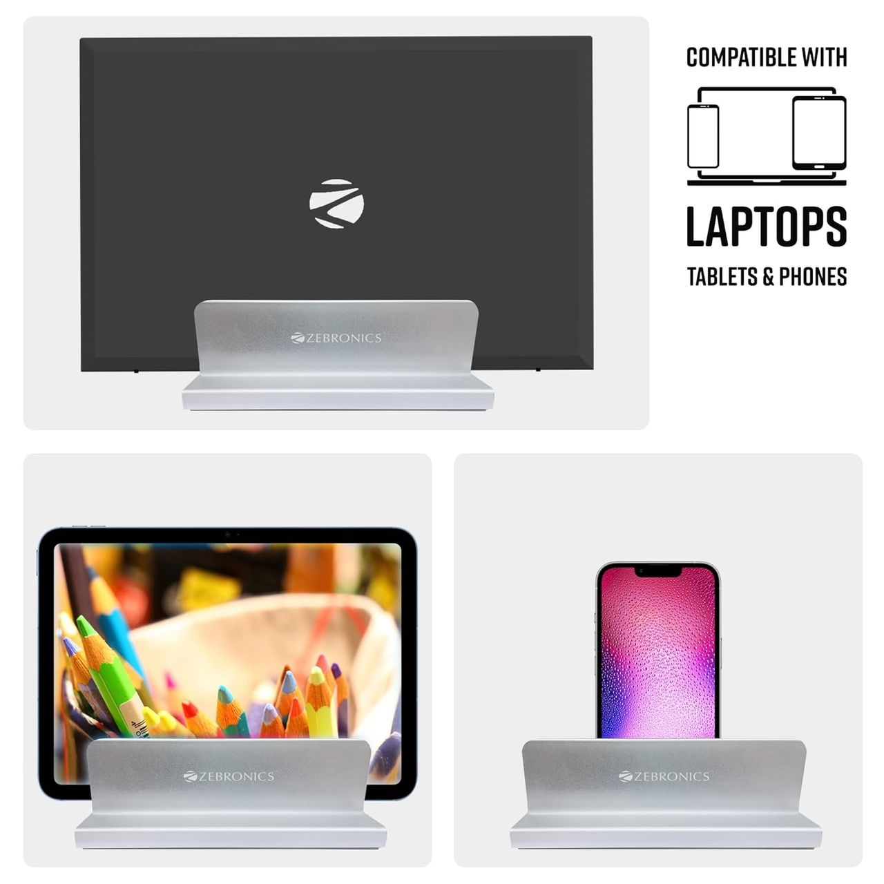 Zebronics Ns2000V Vertical Laptop Stand, Devices Up-To 2.5Cm Thickness