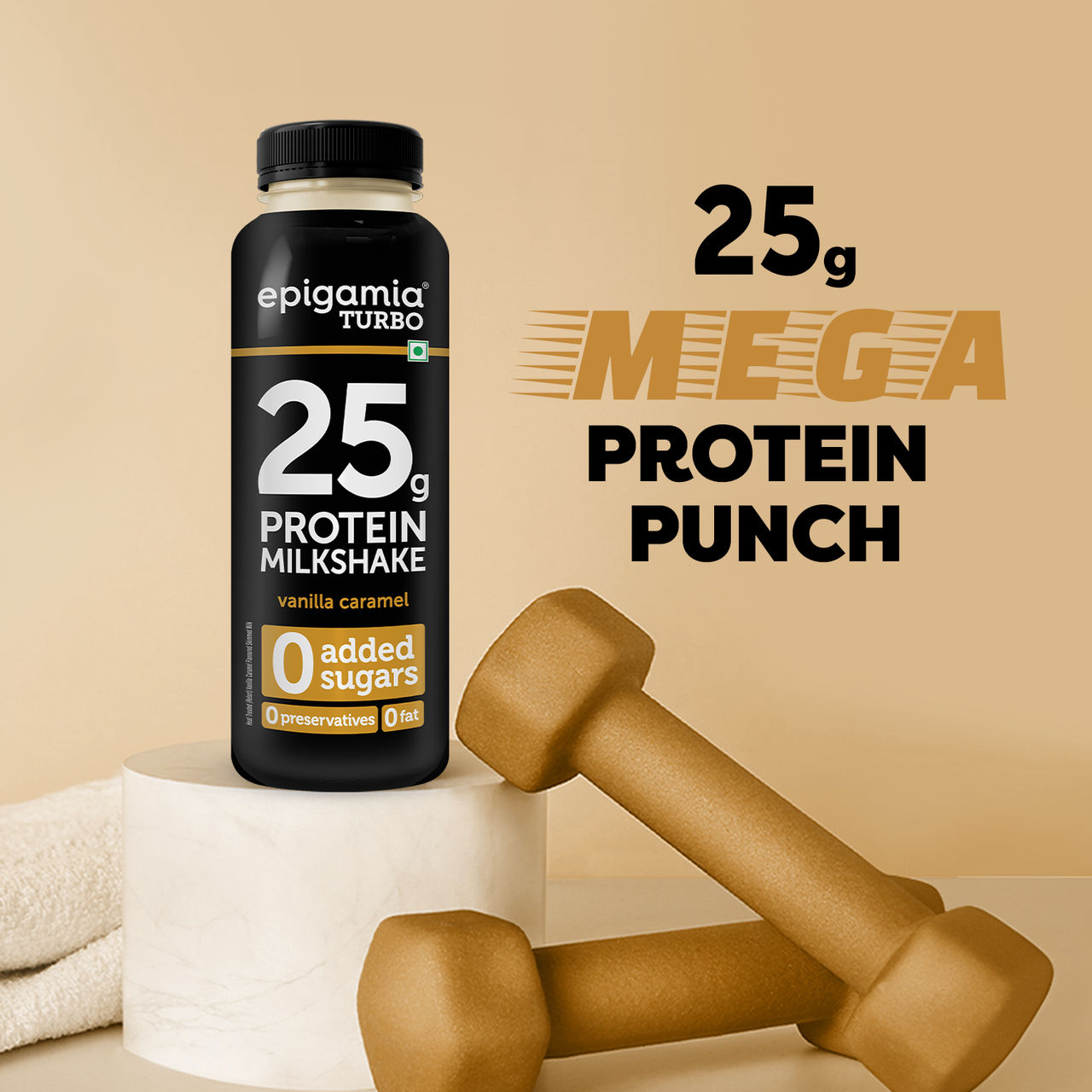 Epigamia Turbo Vanilla and Caramel Protein Milkshake