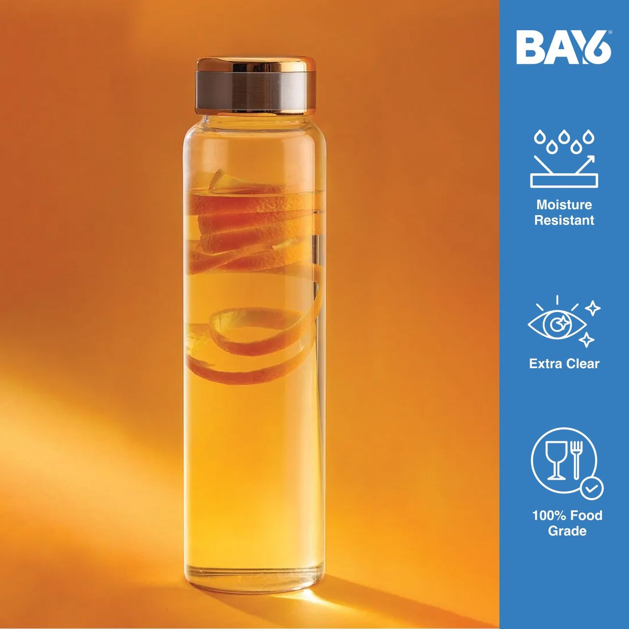 BAY6 Premium Imported Borosilicate Glass Bottle -600 ml
