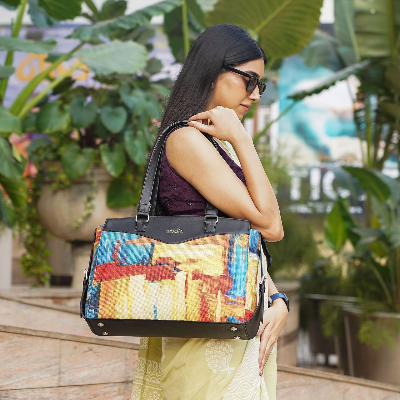 Zouk Women's Z 13 L Double Strap Handbag | Multicolour - One Size