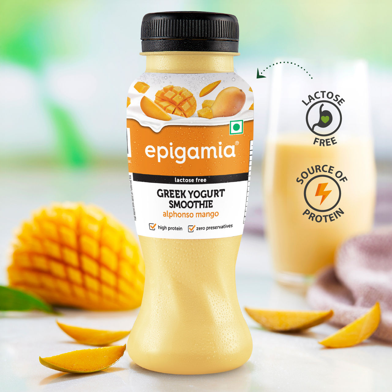 Epigamia Greek Yogurt Smoothie - Alphonso Mango 180 ml Combo