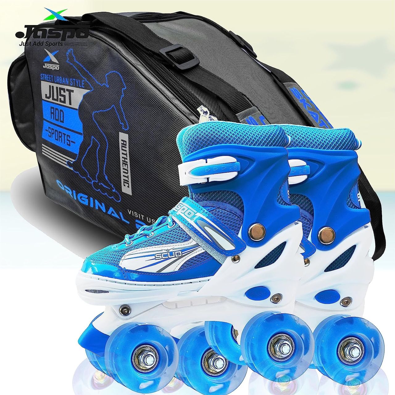 Jaspo Scud Adjustable Quad Roller Skates With Led Wheels