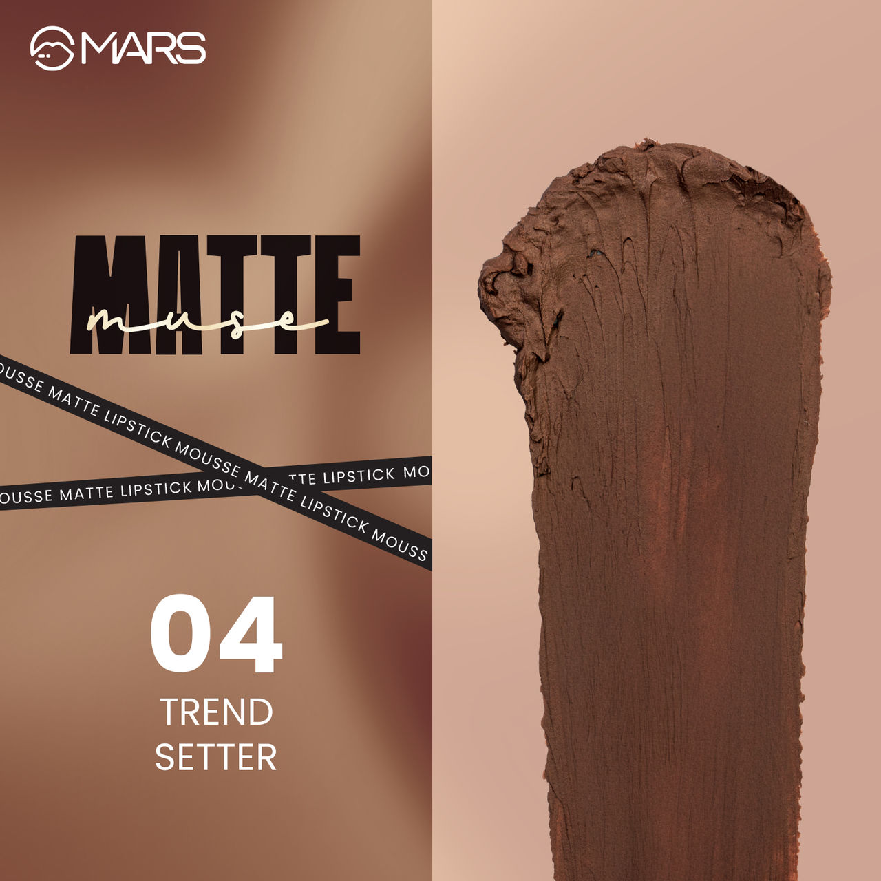 MARS Cosmetics Matte Muse Mousse Lipstick (3ml) (04-TREND SETTER) with Doe-Foot Applicator