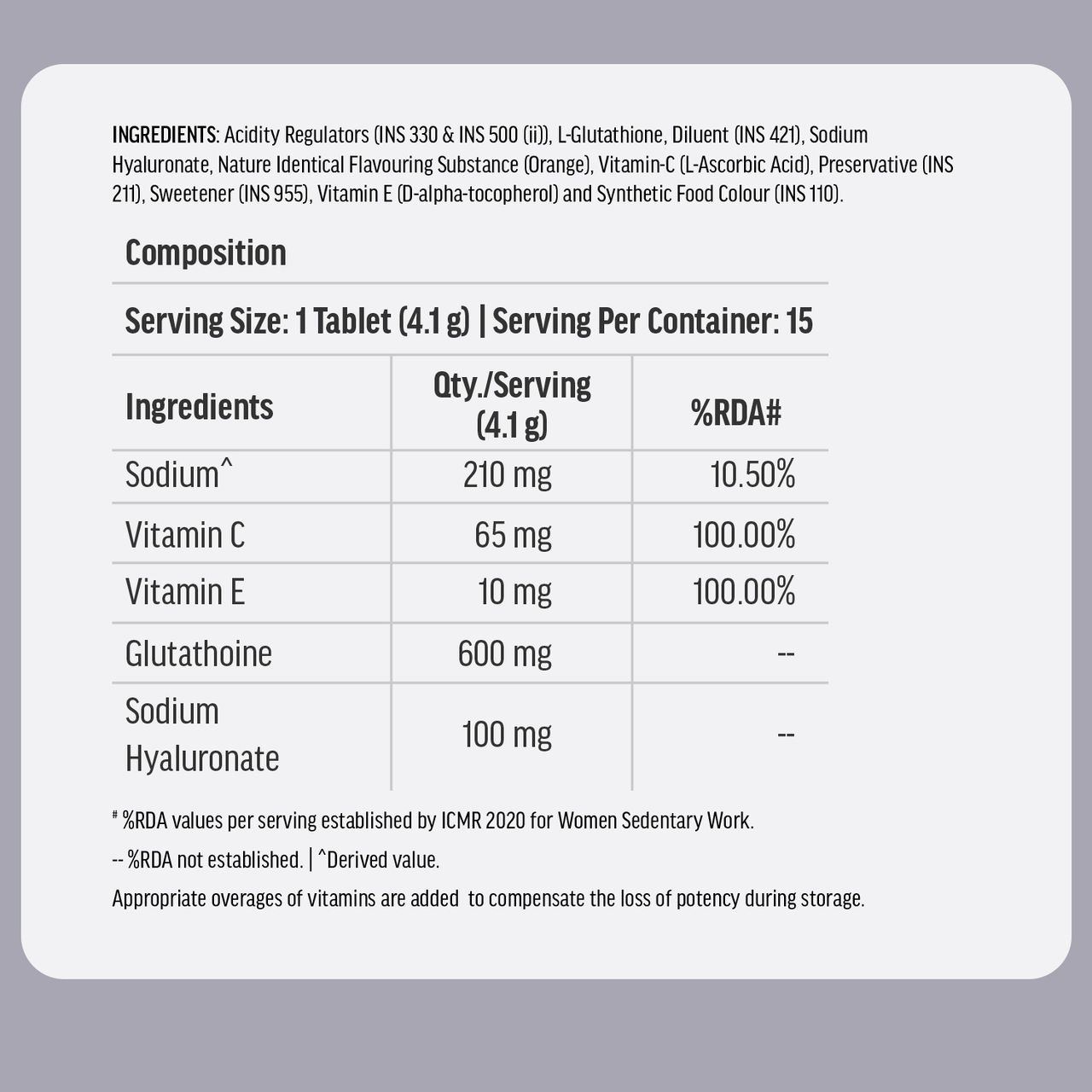 hk vitals Glutathione (Orange, 15 Effervescent Tablets)