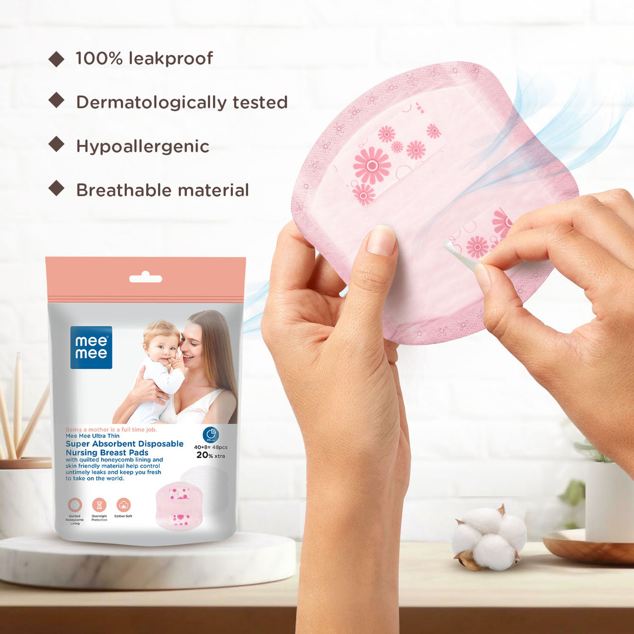 Mee Mee Ultra Thin Breast Pads | White