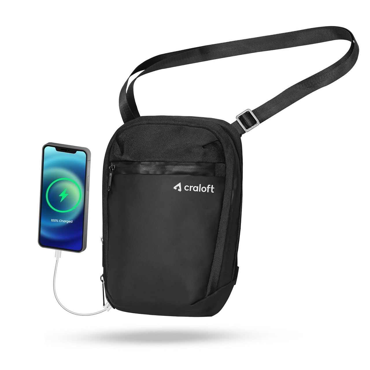 Craloft Side Sling Bag for Men and Women, Medium Crossbody Travel Chest Bags with USB Port (S7)