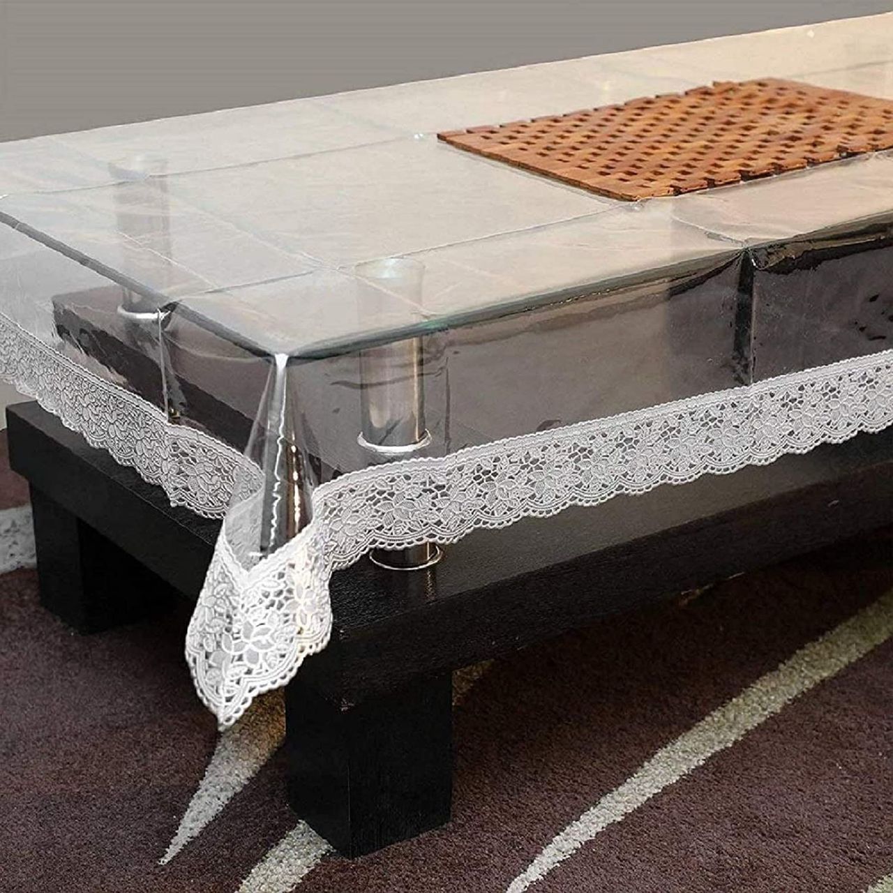 Kuber Industries Table cloth|Center Table cover|Round Table Cover|Table Cover 4 Seater|WHITE