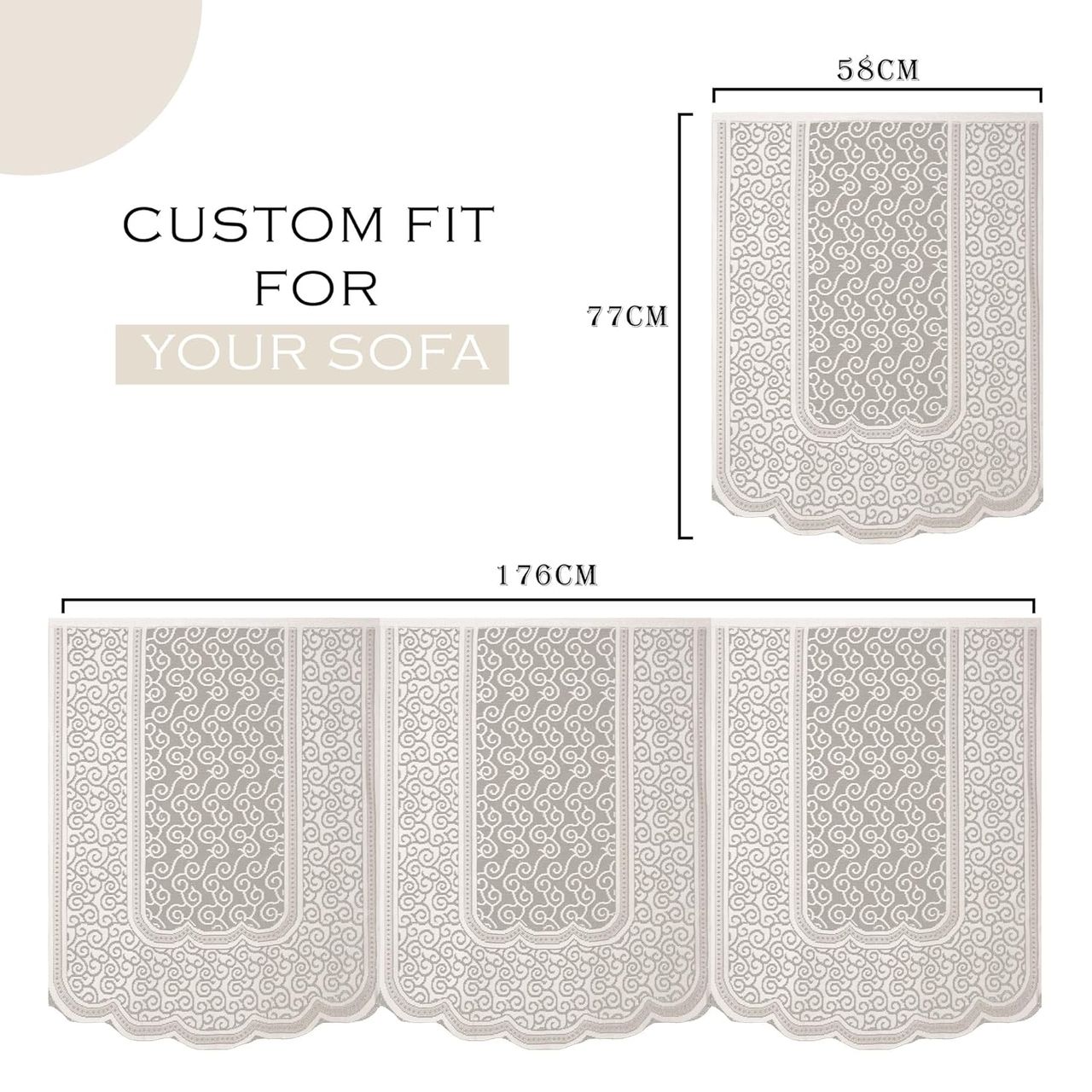 Kuber Industries Zig Zag Printed Net 5 Seater Sofa Cover with Arms Cover for Hall|Cream
