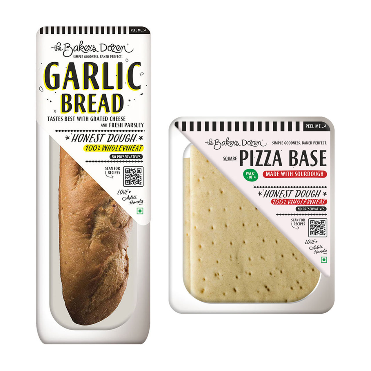 The Baker'S Dozen Pizza Base (Sourdough) 100% Wholewheat(140gms) & The Baker'S Dozen Garlic Bread 100% Wholewheat(160gms) Combo
