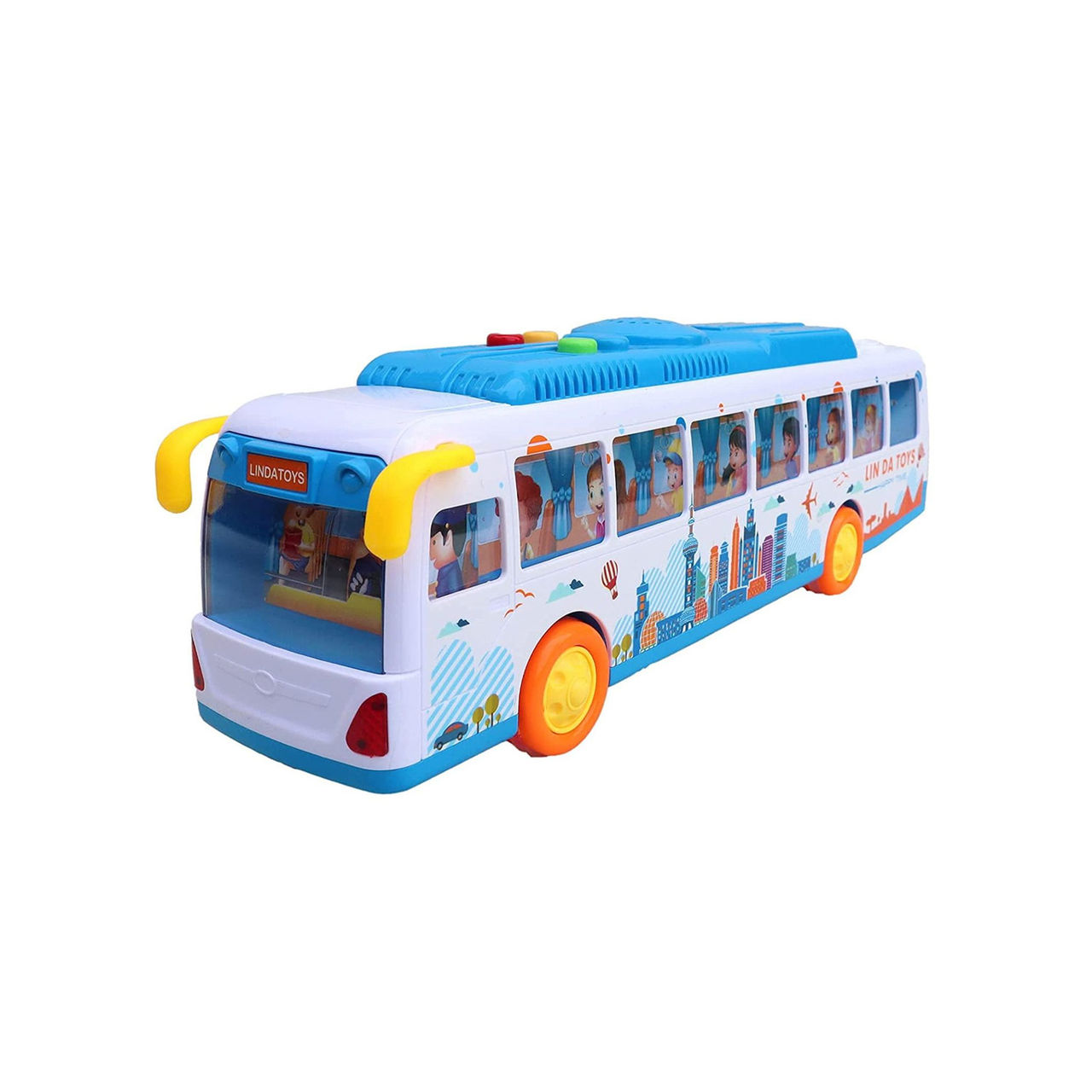 Toyshine Friction Powered Bus Toy With Music And Lights Smooth Push And Go