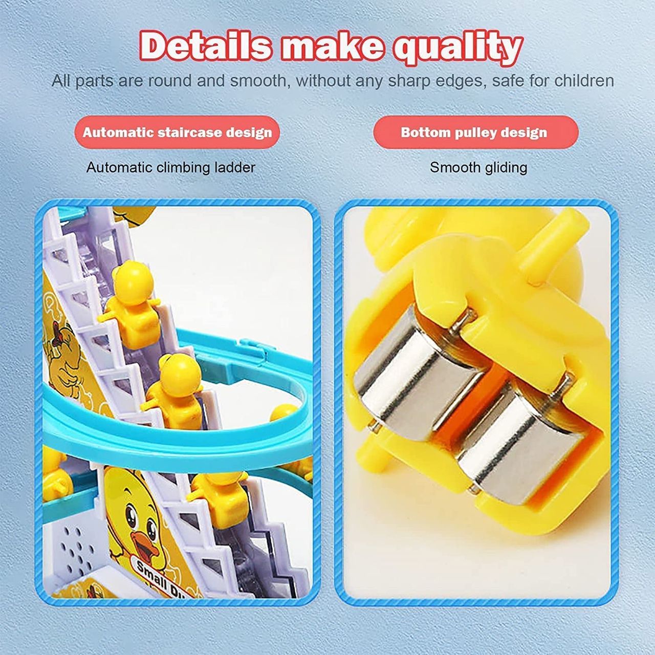 Toyshine 3 Duck Slide Toy Set, Funny Automatic Stair Climbing Ducklings Cartoon Race Track Set