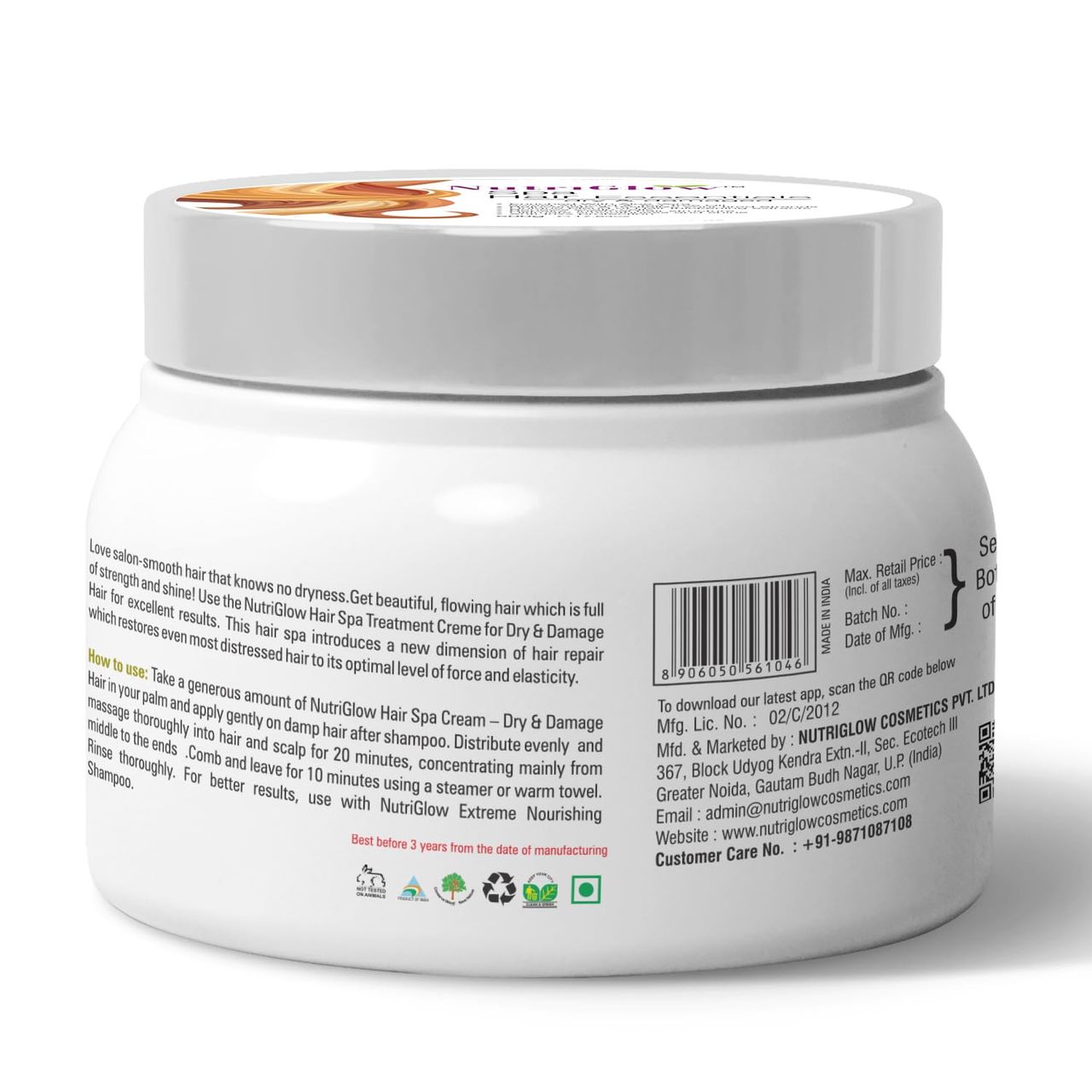 NutriGlow Hair Spa Cream With Damage Reverse & Moisture Lock Formulation For Dry & Damaged Hair