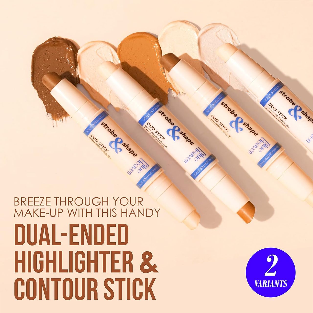 Blue Heaven Strobe & Shape Highlighter And Contour Duo Stick - Fairy Light (Fair To Medium)