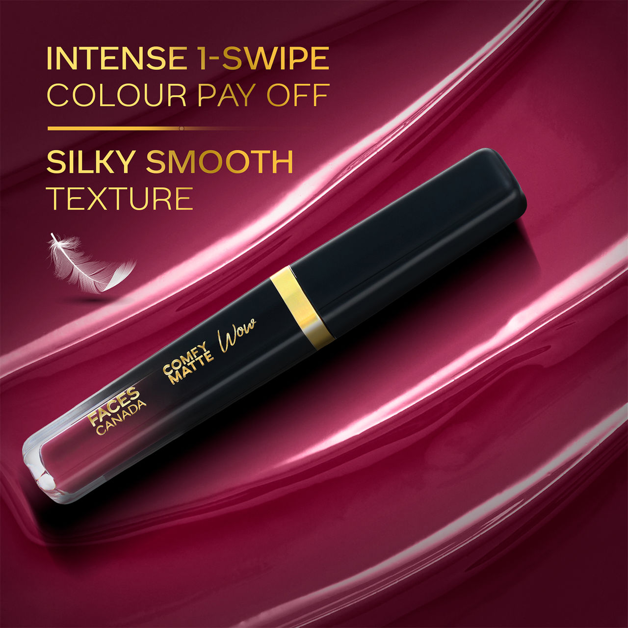 Faces Canada Comfy Matte Wow Liquid Lipstick - Plum Passion 04, One Swipe Application