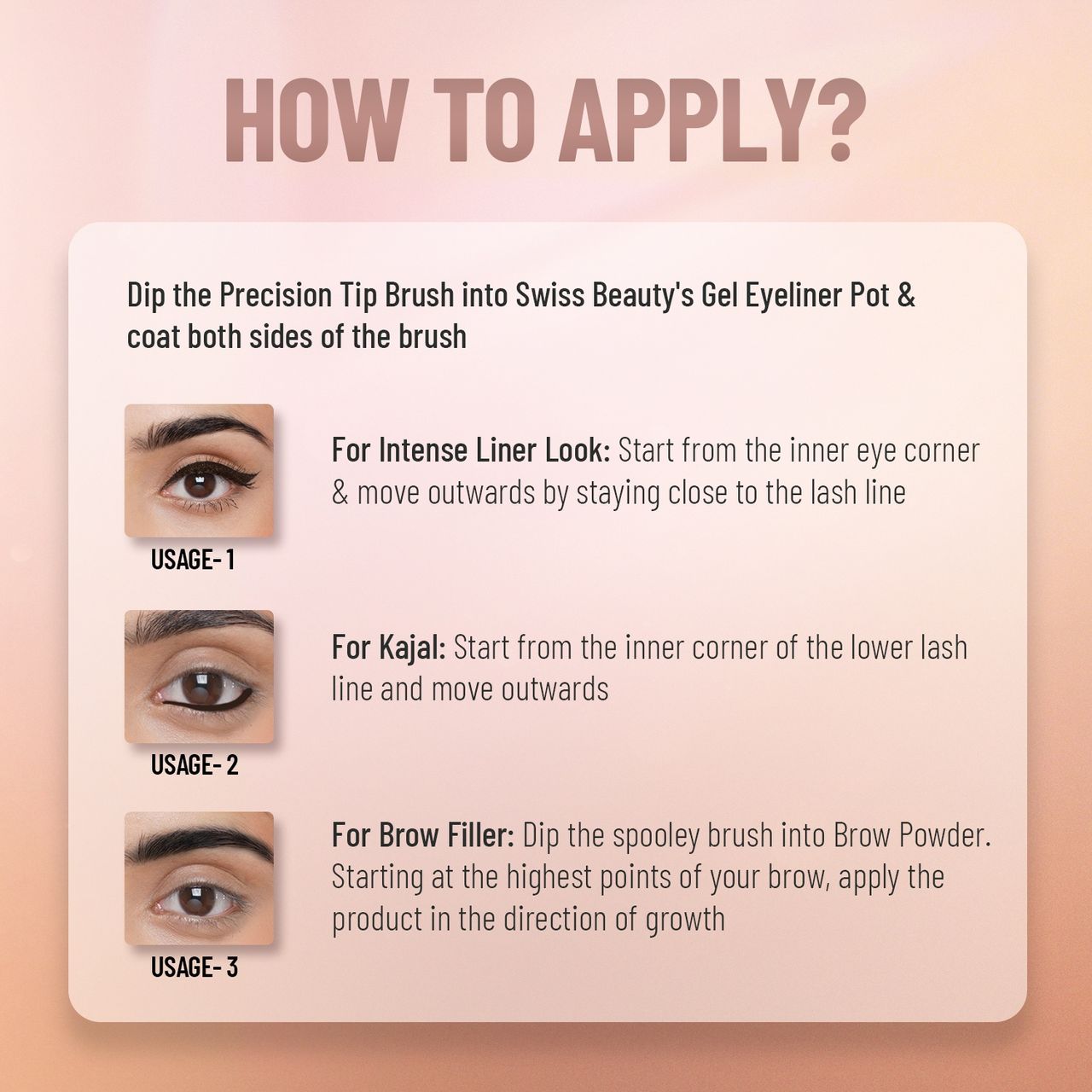 Swiss Beauty 2 in 1 Eyeliner Eyebrow Filler and Kajal | 02 Brown