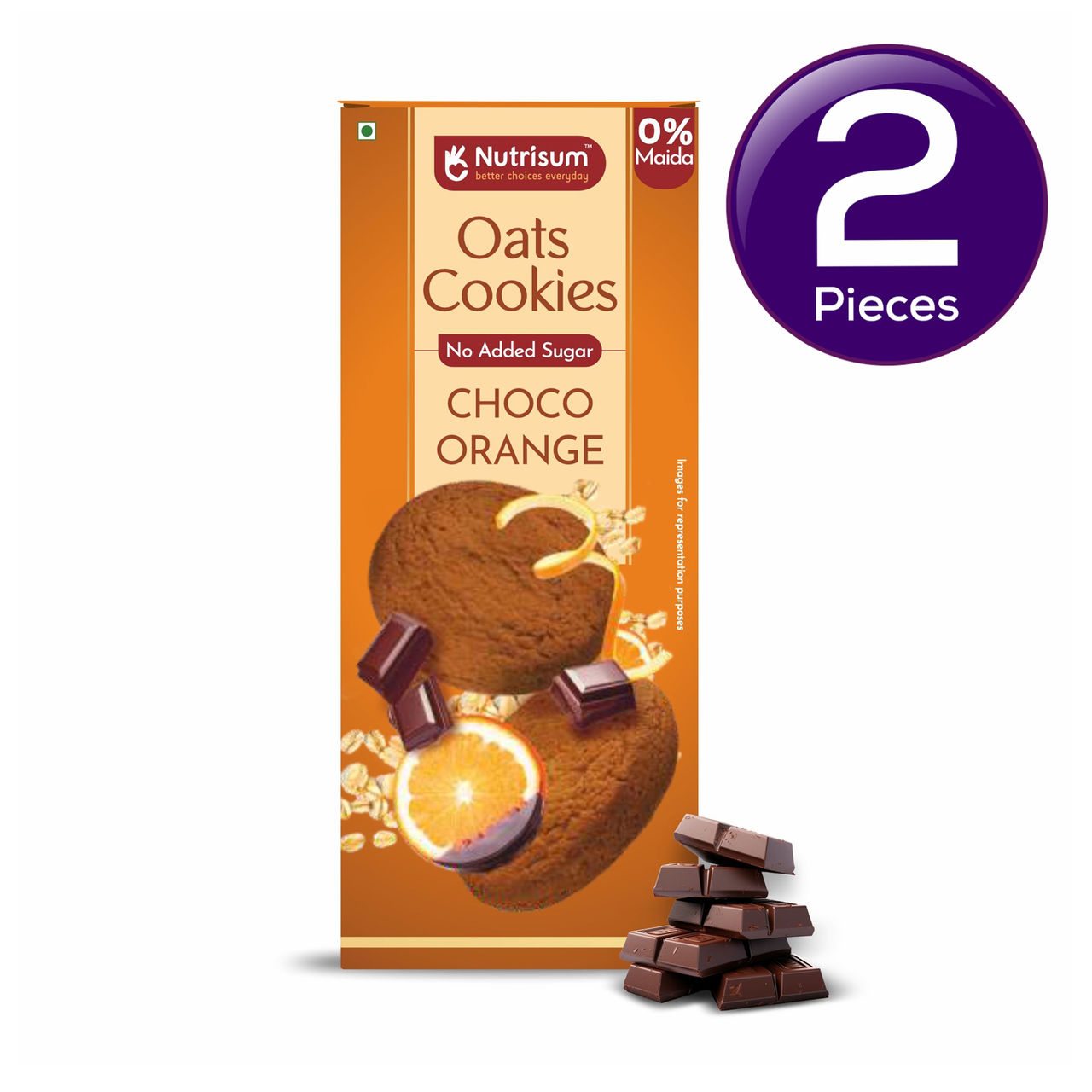 Nutrisum Oats Cookies - No Added Sugar - Chocolate Orange 70 g Combo
