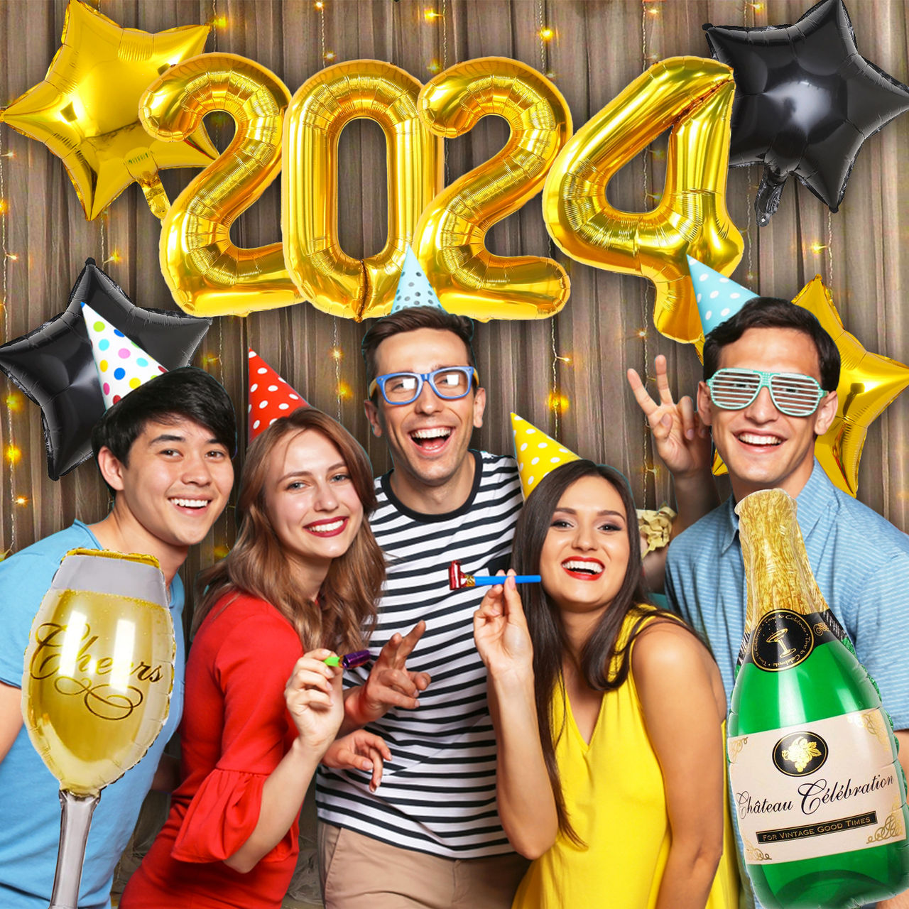 Party Propz Happy New Year Foil Balloons Set For 2024