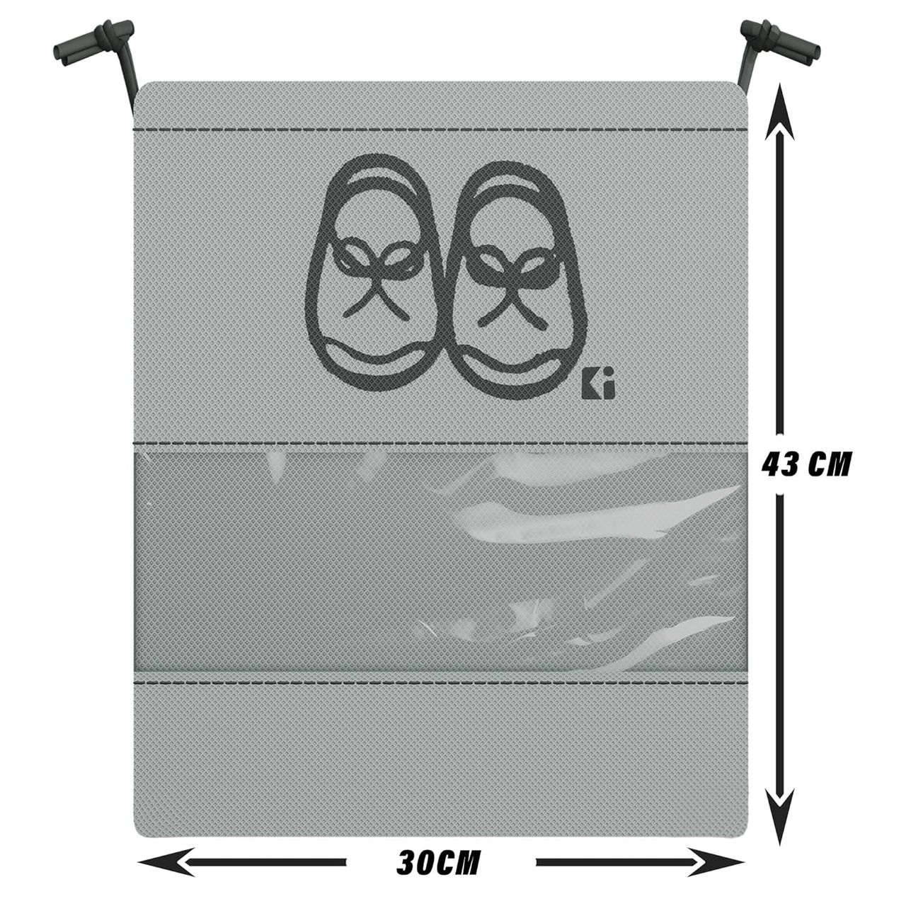 Kuber Industries Non Woven Pack of 12 Shoe Cover/String Bag Organizer Transparent Window | Grey