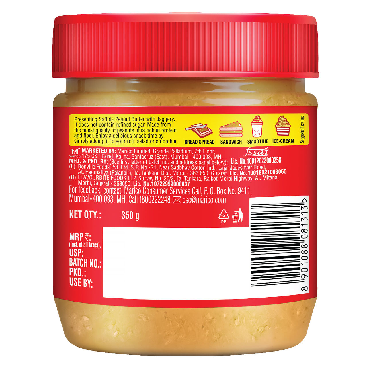 Saffola Peanut Butter with Jaggery, Crunchy