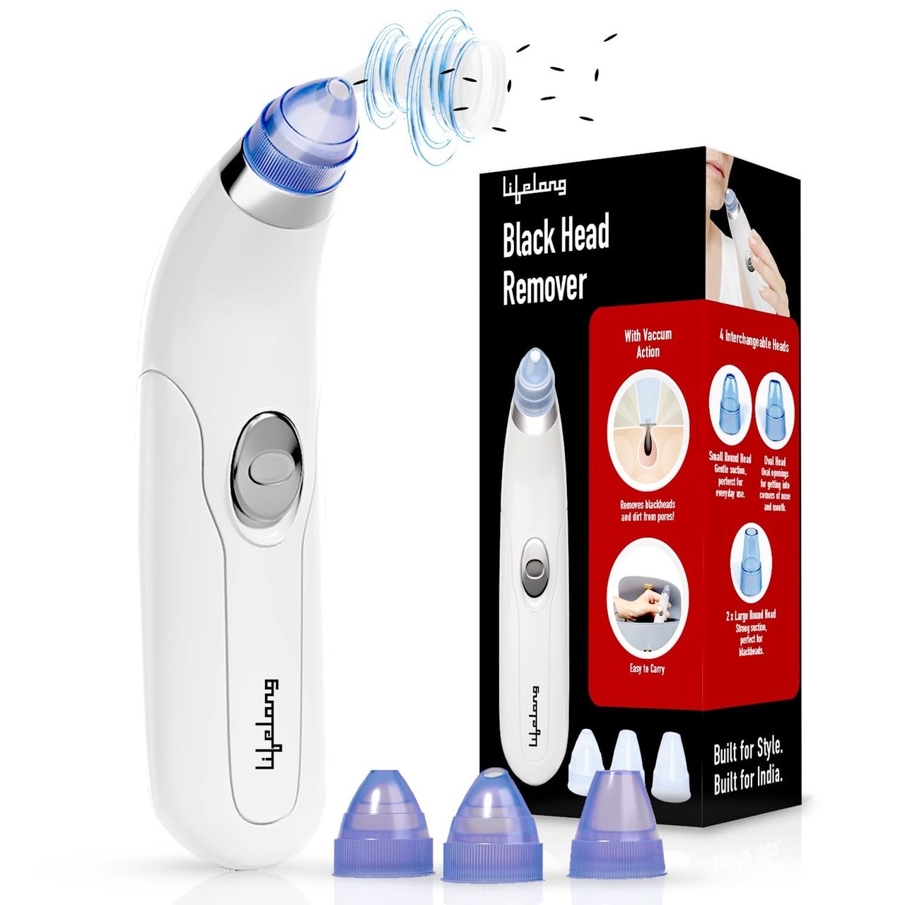 Lifelong Blackhead Remover With Attachments, Acne Pore Cleaner, Skin Cleaner, Pimple Removal Tool